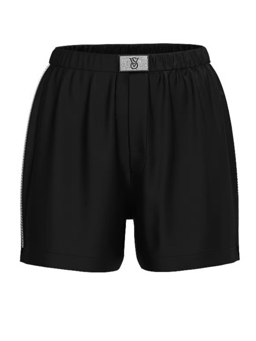 Victoria's Secret Black Shine Rhinestone Trim Lounge Shorts Size M Pajamas